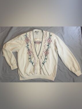 Vintage Alfred Dunner Embroidered Cardigan Sz Medium, Southwestern Floral